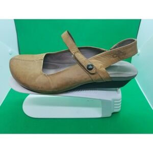 Otot Women 10 M Slingback Mary Jane Wedge Sandal Shoe Tan Leather Springfield